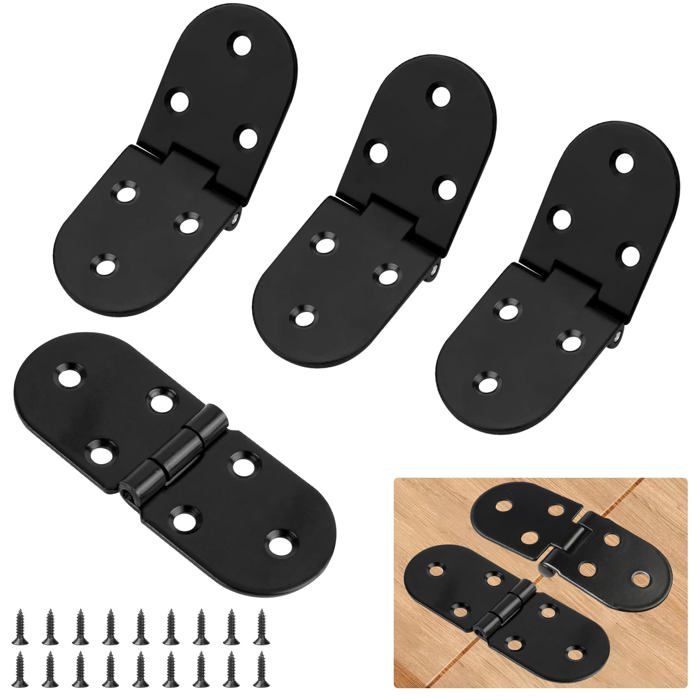 Lot De 8 Petites Charnières Pliantes Pour Table Pliante à 180 ° - Petites Charnières Pour Tables, Portes, Machines à Coudre (mini Charnières Noires