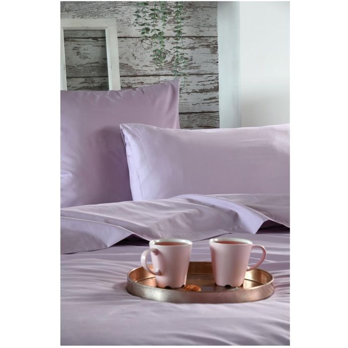 Housse de couette en percale de coton uni 140 x 200 cm Elysée violet