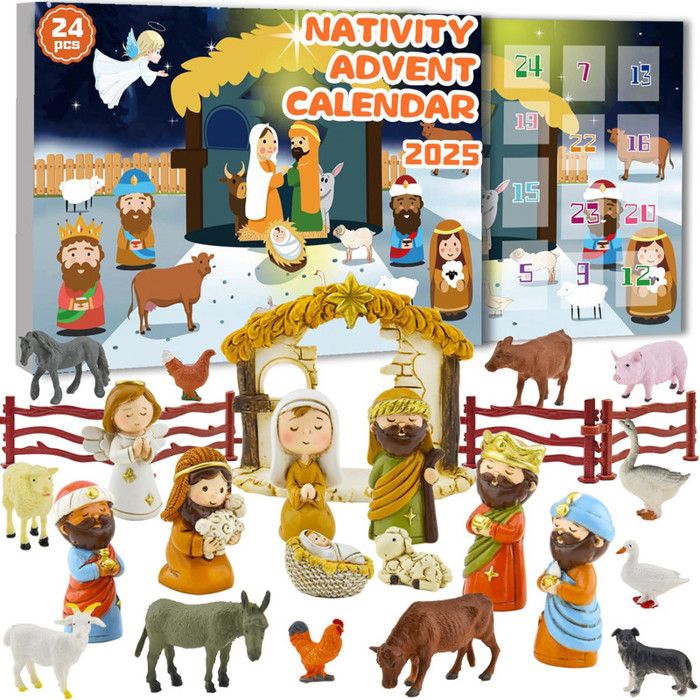 Calendrier De L'Avent De La Nativité Pour Le Compte à Rebours Des Fêtes 2025, Coffret Cadeau Interactif à Thème Chrétien Pour - Maison