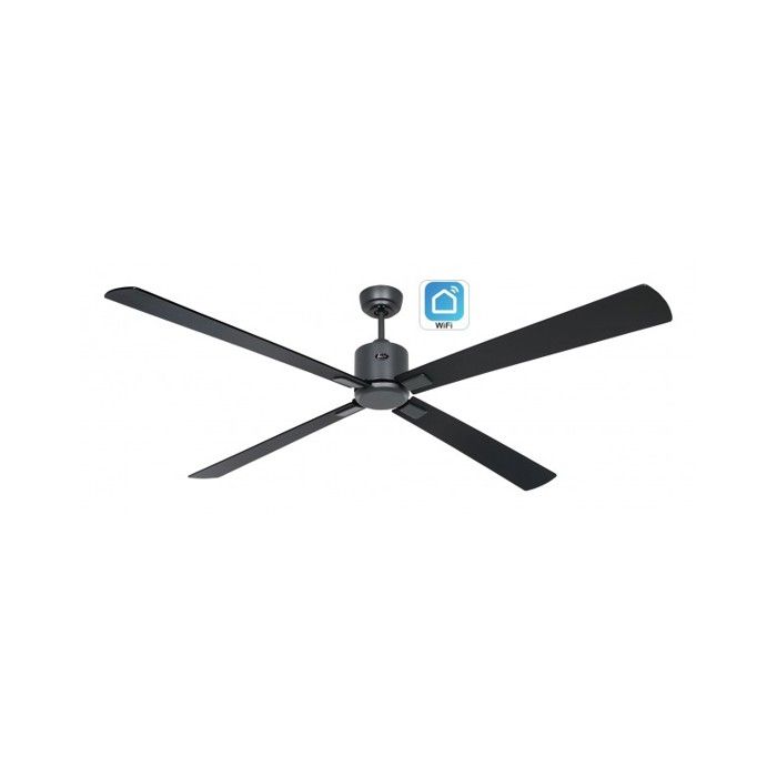 Ventilateur de plafond avec WiFi CasaFan ECO NEO III 180 cm 952410W moteur noir / pales réversibles noir et teck - Casafan