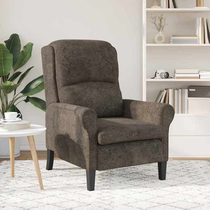 Gris Fauteuil de relaxation - SOLOMON - 1 PLACE - CHAISE TV - Gris foncé 76x94x102 cm Faux cuir FF324