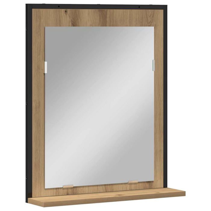 Miroir mural rectangulaire - vidaXL - 50x12x60 cm - Chêne artisanal - Verre et bois ingénierie - Avec étagère