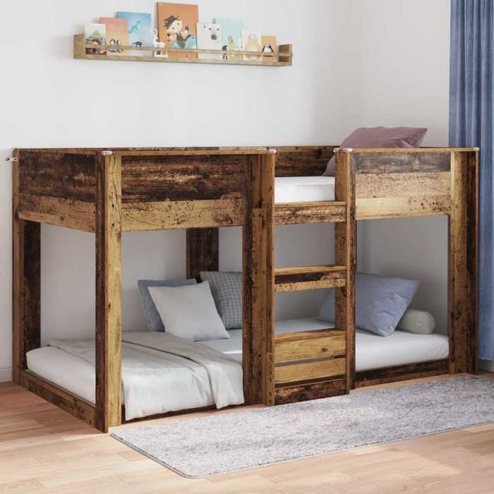 Petit Lit 75x190cm - VIDAXL - moderne Structure de lit surélevé - Bois ancien  Bois dingénierie L4575