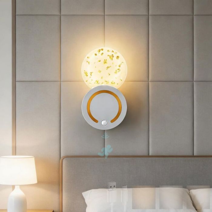 (1 Pièce Argentée) LED Intérieur Applique Murale avec 120° Détecteur de Mouvement Éclairages Murales 3000K/4000K/6000K Dimmable