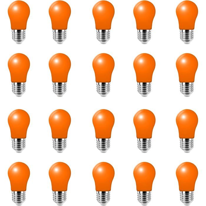 20X Ampoule LED de couleur 3W E27 à vis Ampoule Multicolore pour Mariage Halloween Fête De Noël Bar Ambiance Ambiance Décor Orange