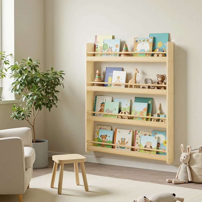 Étagère à Livres pour Enfants 4 Niveaux Étagère Murale pour Chambre dEnfant Jaune Étagère à Livres pour Enfants 4 Niveaux Étagère Murale pour Chambre dEnfant Jaune