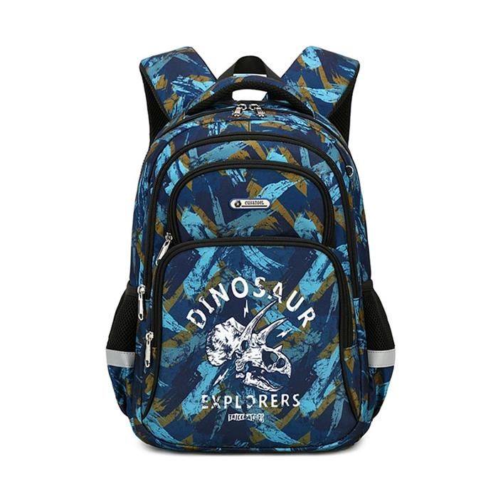 XJYDNCG Cartable Garçon Primaire Sac à Dos Enfant Imprimé Dinosaure Imperméable 42x30x15cm - Bleu Marine