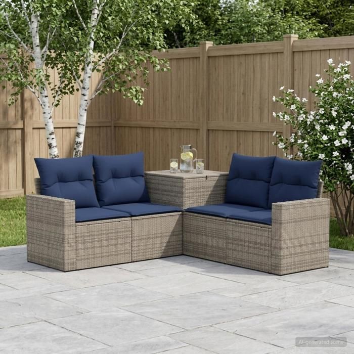 vidaXL Ensemble de Canapés 5 pc Gris et bleu marine 3447861