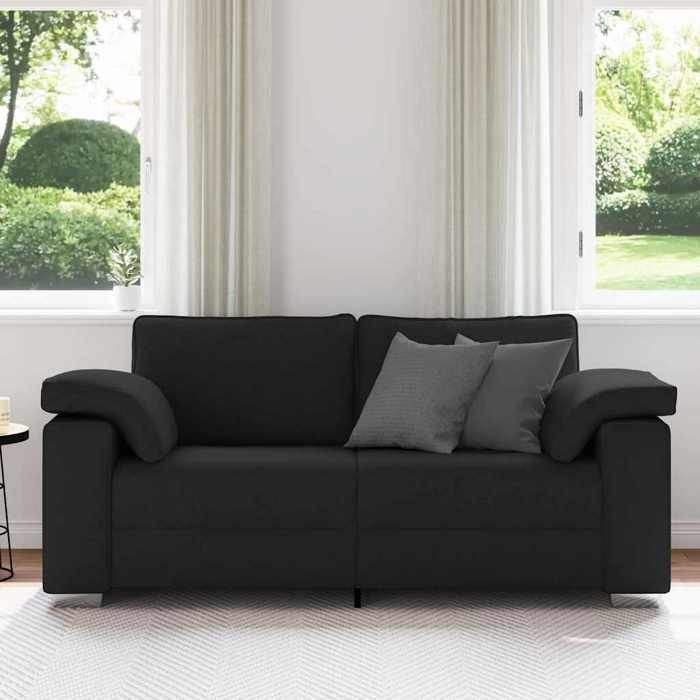Canapé deux places noir en tissu - VIDAXL - 180 x 77 x 82 cm - Largeur dassise 140 cm - Profondeur dassise 50 cm