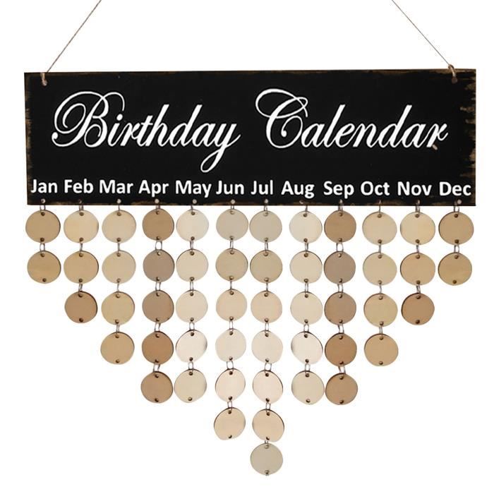 Calendrier Mural Anniversaire En Bois DIY – Tenture Famille Cœur Personnalisable, Idée Cadeau Originale