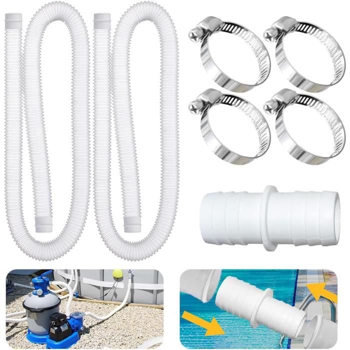Tuyau De Remplacement Pour Pompe De Piscine Hors Sol – 38 Mm, 1,5 M, Avec écrous, Blanc