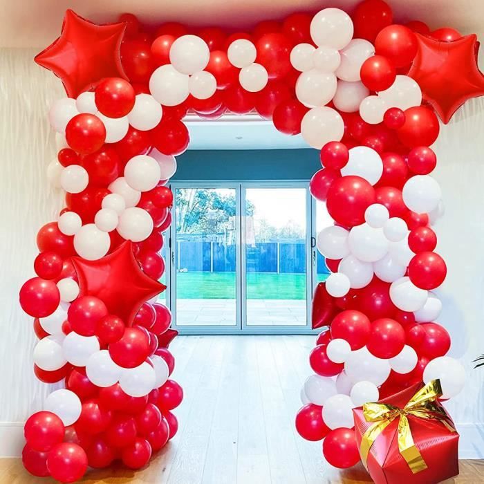 Arche Ballon NoëlDécoration de Noëlballons rouges et blancs avec ballons en  aluminium étoile et boîte cadeau 4D pour decorati 426 - Cdiscount Maison