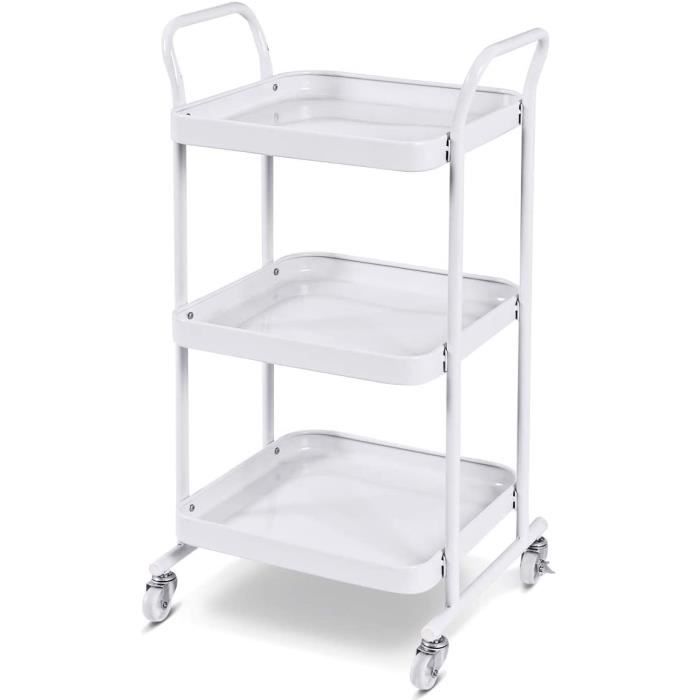 Dreamade Desserte Table Roulante Etagere Mobile Chariot 3 Niveaux