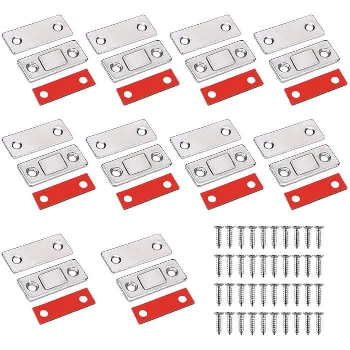 5 Paires Loquet Magnétique Avec Aimants Néodyme - Pour Meuble, Acier Inoxydable, 4,2 Cm