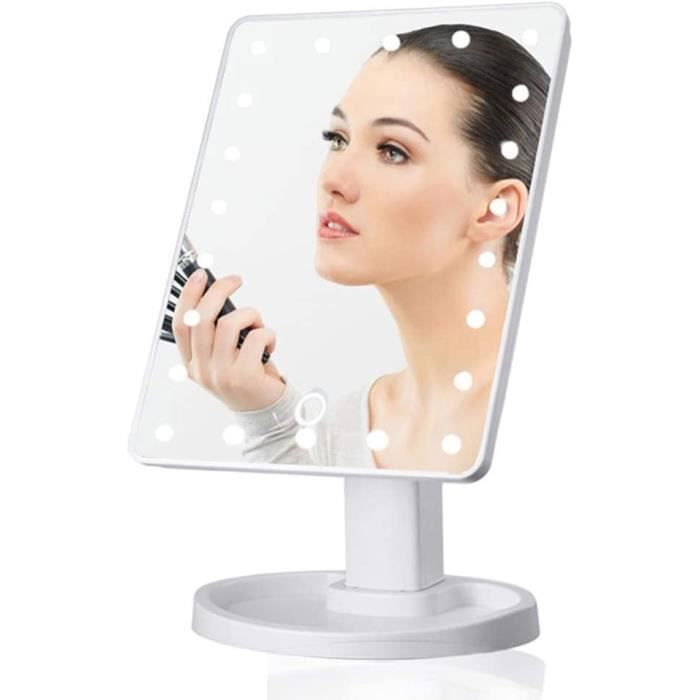 Miroir De Maquillage avec Lumières LED LED Miroir De Courtoisie Décoration Nordique Hôtel Chambre Miroir De Table Rond Doré 40Cm40cm 
