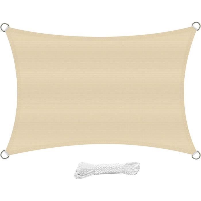Voile D'ombrage Swift 2x3m - HDPE Respirant, Protection UV 98%, Couleur Crème
