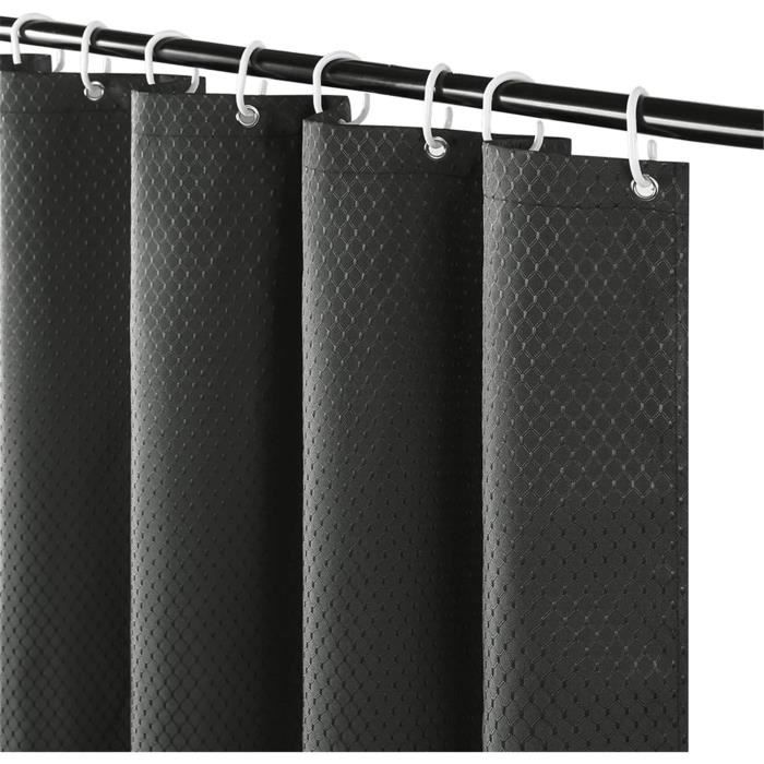 Rideau de Douche 240×200 cm, épaissi polyester imperméable - gris