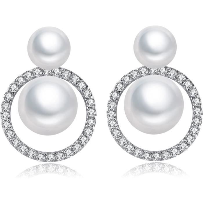 Boucles D'oreilles Dormeuses Perles D'eau Douce Naturelles Turquoise Fait Main Argent Sterling