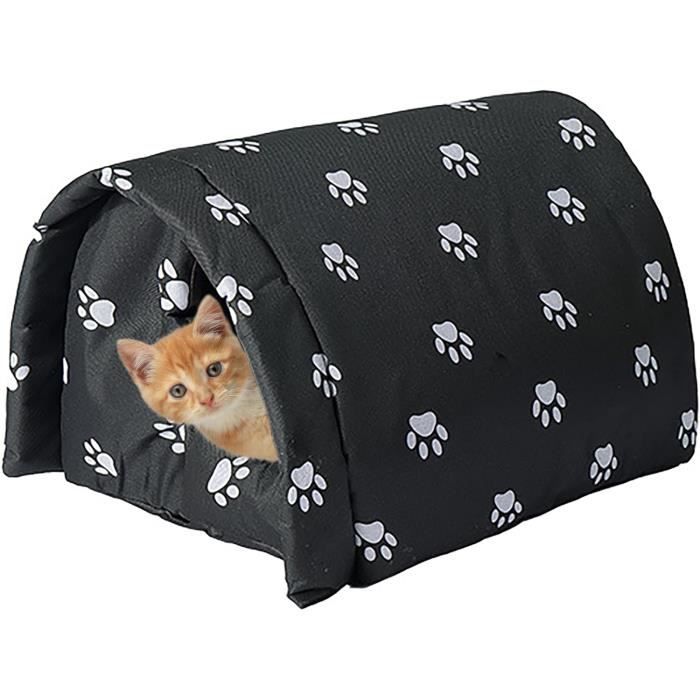 Niche dextérieur pour chat - Résistante hiver - Imperméable - Doublure chaude - 42x31x28 cm