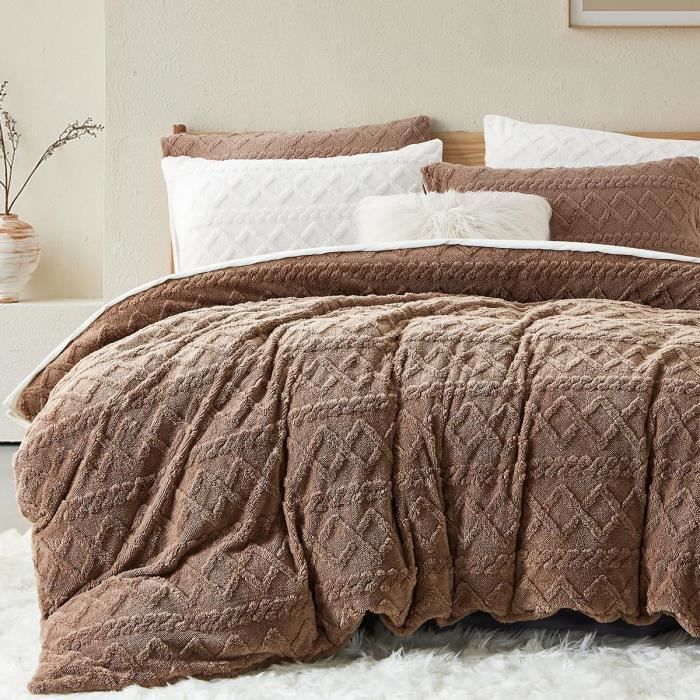 Couette Sherpa Réversible 240x260 Cm - Face Sherpa Douillette Et Face Microfibre Fraîche