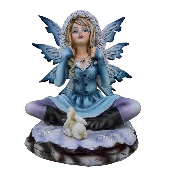 Statuette Figurine Fee Elfe Assise Avec Un Lapin Cdiscount Maison