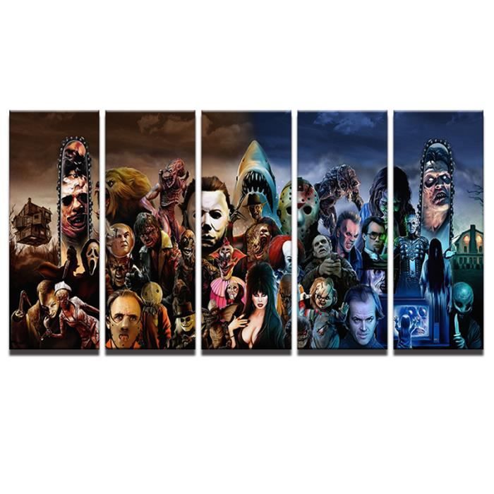 Toiles Imprimees 5 Pieces Film D Horreur Personnages Images Decor Mural Pour Salon Sans Cadre Sans Etirement Achat Vente Tableau Toile Soldes Sur Cdiscount Des Le 20 Janvier Cdiscount