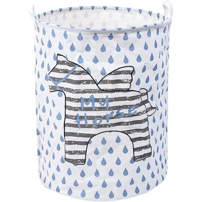 Panier à Linge Enfant Safari INough - 42L, Fermeture à Cordon, Pliable - Décoration Chambre Bébé, Rangement Jouets