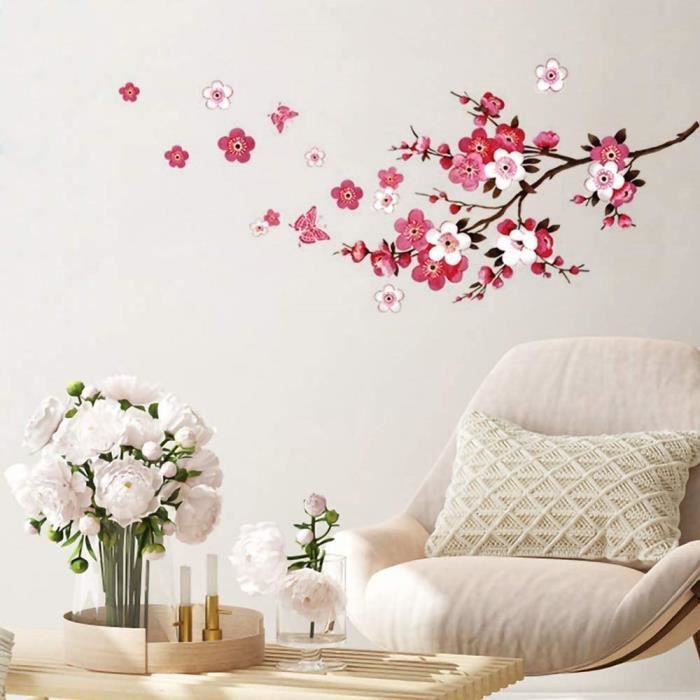 WREESH Stickers Muraux Plantes Et Fleurs Au Style Japonais