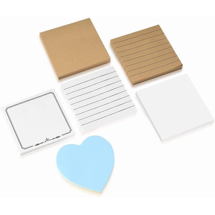 500 Pièces Sticky Notes Autocollantes avec Lignes, Feuillets Marque