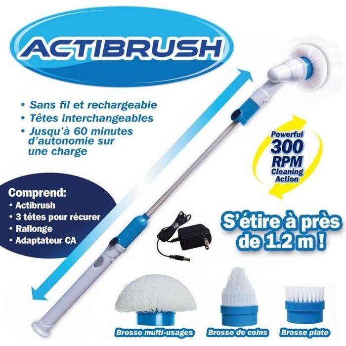 Actibrush Brosse A Recurer Sans Fil Et Rechargeable Avec