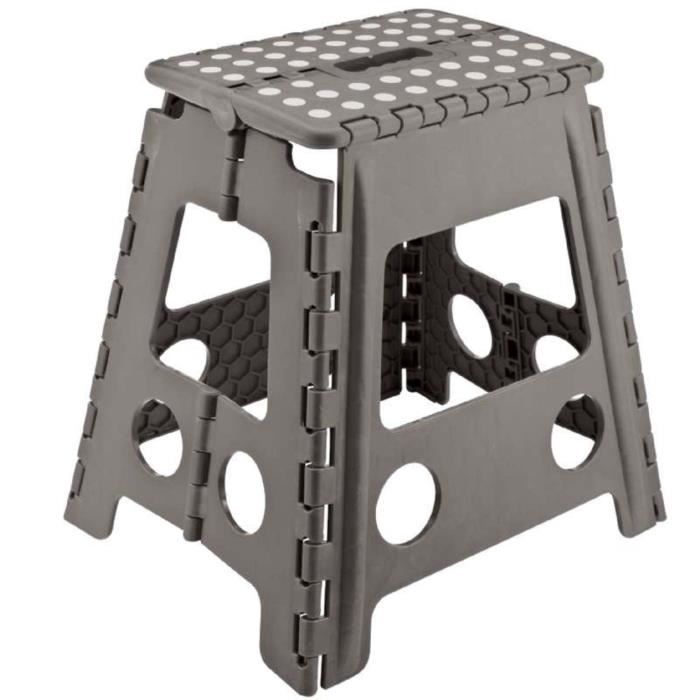 Avec poign/ée de transport pour la maison Escabeau pliable ultra r/ésistant Pour enfants et adultes En plastique antid/érapant la cuisine et le lieu de travail Blanc//gris robuste 22,9 cm