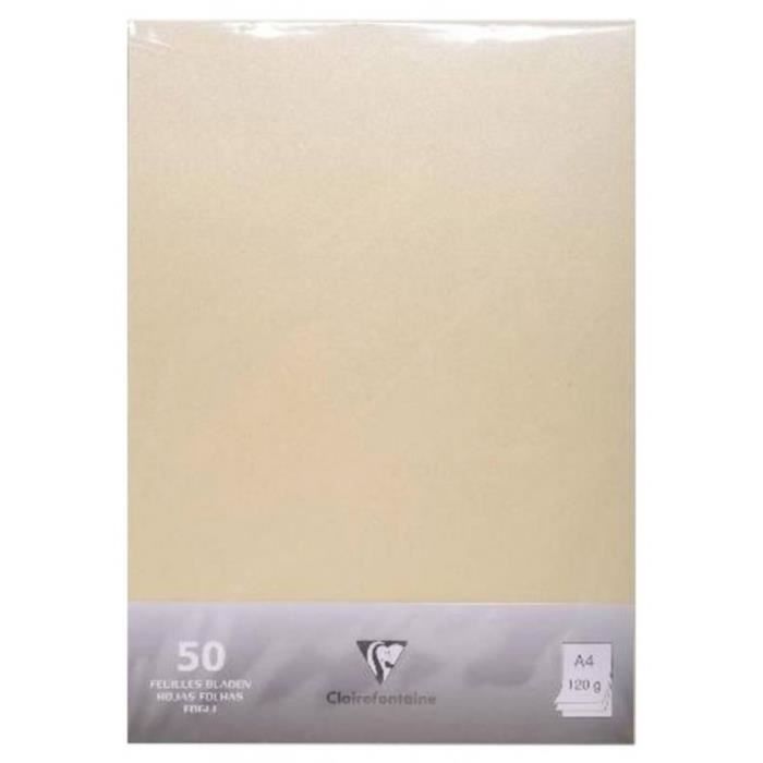 clairefontaine 50 feuilles couleur ivoire irise 120g format a4 lot de 2 cdiscount informatique
