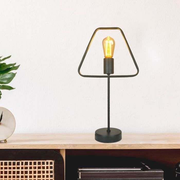 Lampe à poser - Décorative - Métal noir - Compatible LED E27 - Design industriel - 60W max