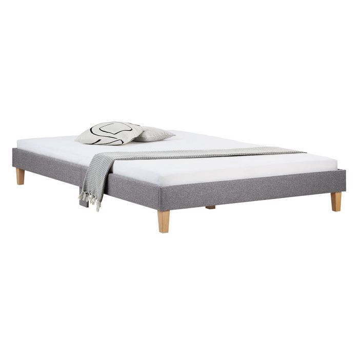 Lit rembourré 160 x 200 cm gris – Lit futon