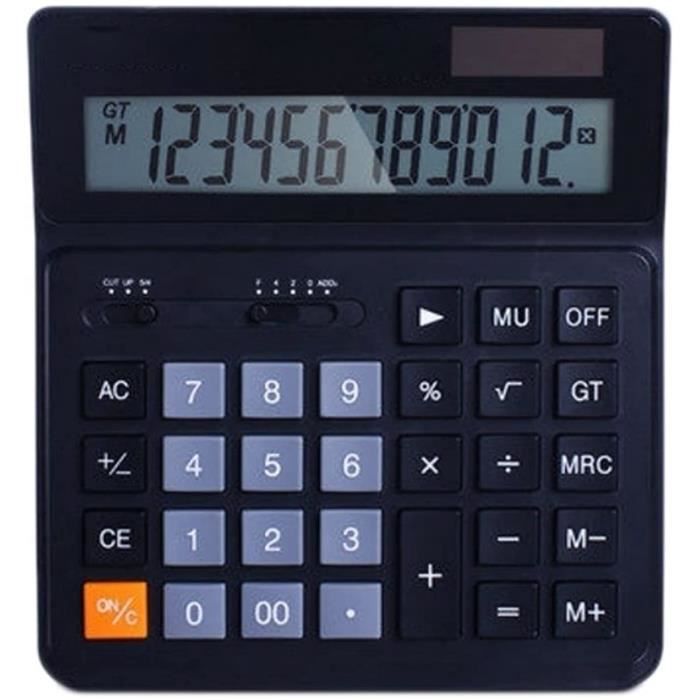 Calculatrice de bureau, 12 chiffres, gros boutons, double énergie