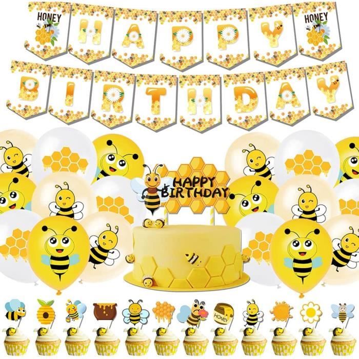 Deco Anniversaire D'abeille Anniversaire Décorations D'abeille Ballons  Anniversaire D'abeille Décorations Gâteaux Abeille Bannière Anniversaire