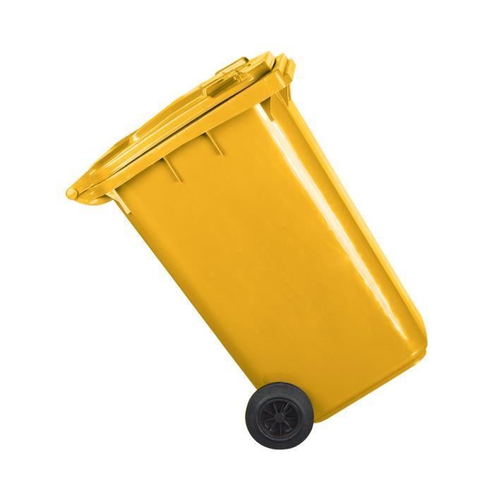 Poubelle 120L Jaune à roulettes avec roues en caoutchouc pleines pour les  déchets et le recyclage Tri Selectif garage Haut - Cdiscount Maison