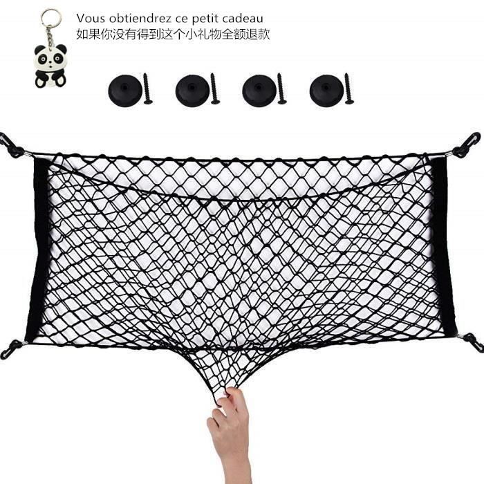 90*40cm Filet Rangement Coffre Voiture avec Crochets + 4 Pièces de