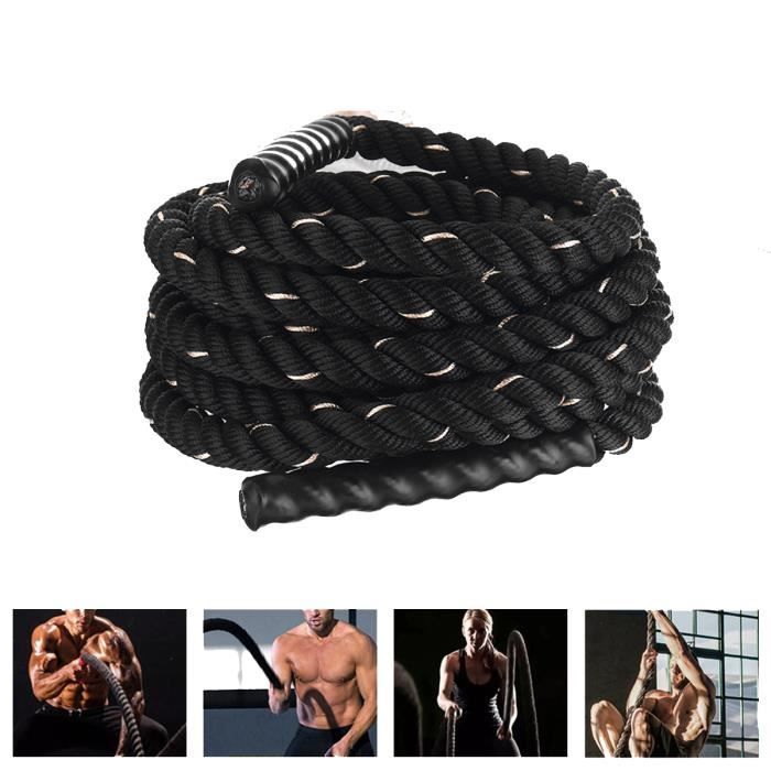 Corde De Bataille Ondulatoire 12m - Entraînement CrossFit, Musculation, Diamètre 35mm, Accessoires Inclus