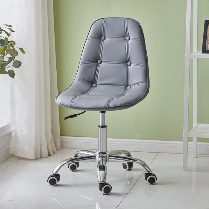 OFCASA Chaise de bureau en simili cuir gris rembourr doux chaise
