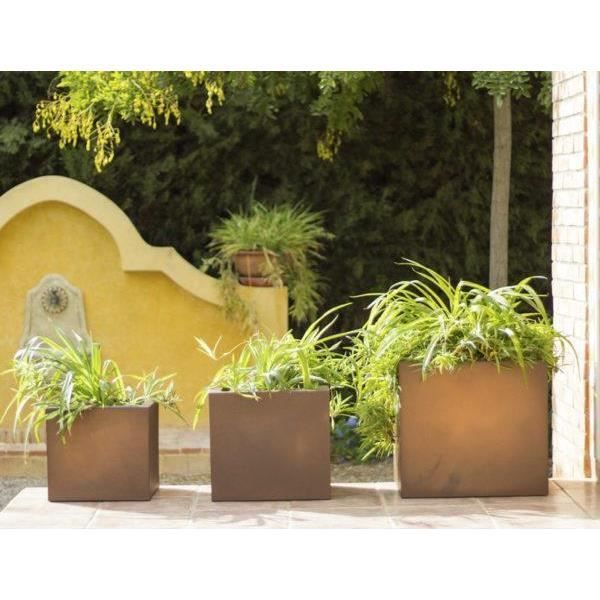 pot de fleurs carre en couleur opaque 50 moovere bronze cdiscount jardin
