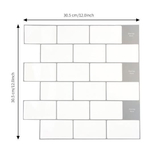 MOSANI - Panneaux Muraux Autocollants Mosaïque Argent Métal - 305x305mm - Brillant - NEUF
