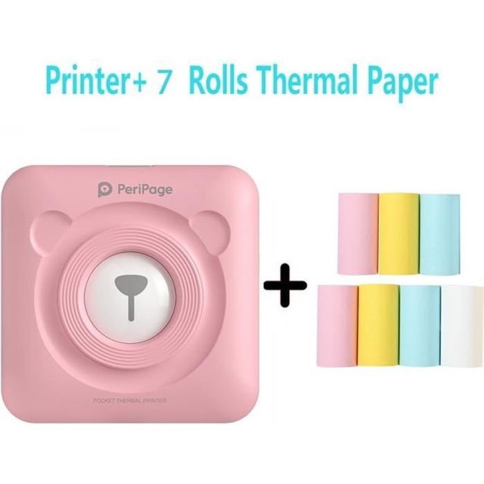C9 Mini imprimante thermique sans fil Bluetooth avec 10 papiers (rose)