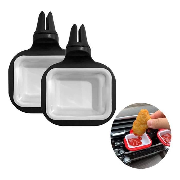 Porte-Gobelets à Frites Pour Voiture - Support Sauce Intégré, Plastique Alimentaire, Organisateur Console, Noir