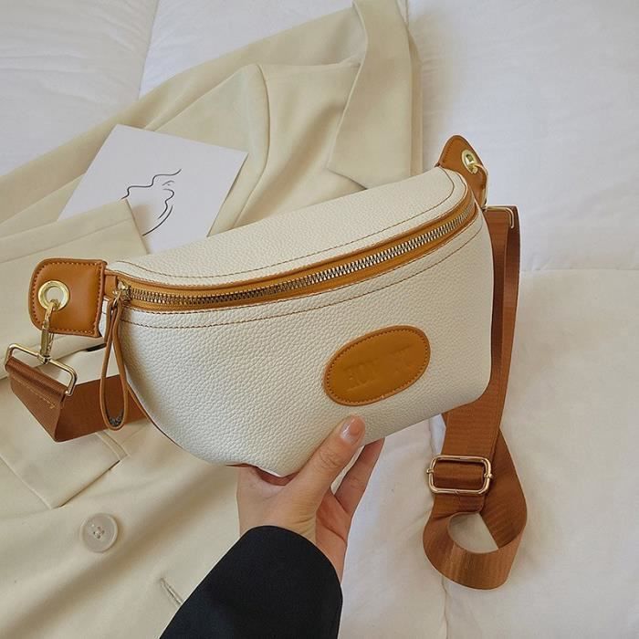 Blanc Sac banane en cuir PU pour femmes sac de taille de luxe sacs de poitrine la mode sac de ceinture