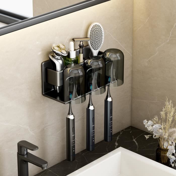 Porte-Brosse à Dents Mural Inox - Avec Gobelet Intégré, Gain De Place Et Facile à Nettoyer