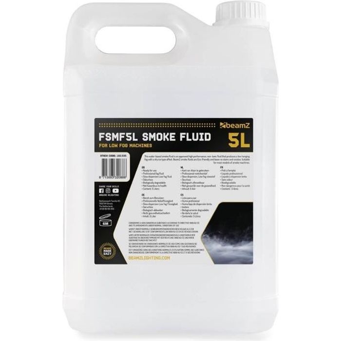 BeamZ FSMF5L - Liquide à Fumée 5L - Effet Glace Sèche, Faible Suspension