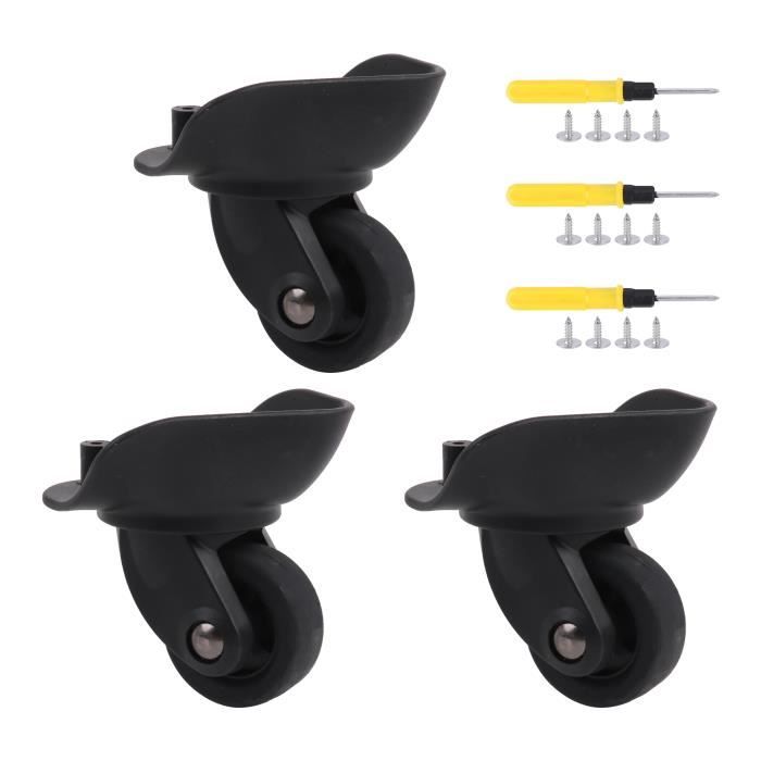 4pcs Roulettes De Valise Avec Vis Noires Roues De Rechange Réparation