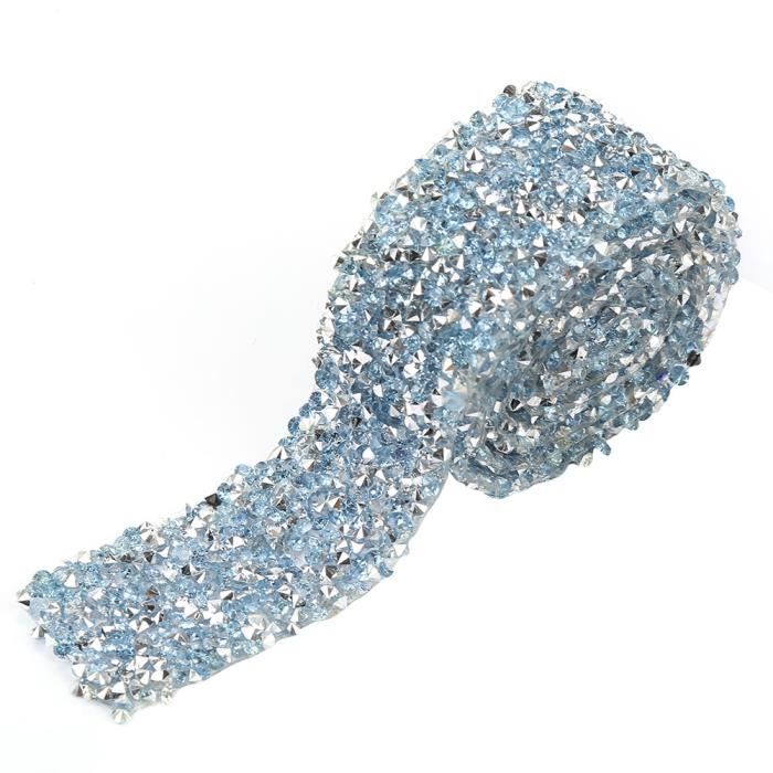 1 Yard Chaîne Strass Cristal Bleu 2.3cm - Ruban Diamant Étincelant Pour Mariage Et Couture