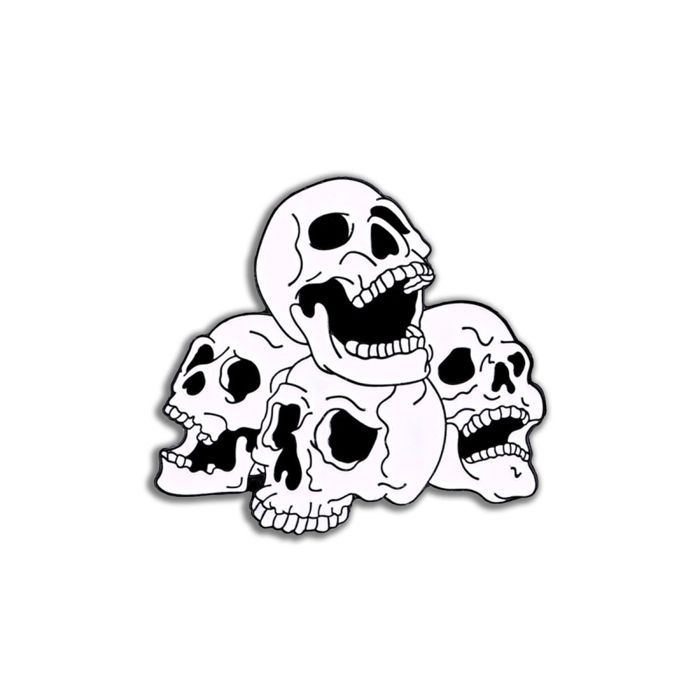 CLJ - Pins - 4 crânes - 4 têtes de mort - Noir et blanc - Unisexe - Tête de mort - qualité de finition - Epingle - Broche - Badge CLJ - Pins - 4 crânes - 4 têtes de mort - Noir et blanc - Unisexe - Tête de mort - qualité de finition - Epingle - Broche - Badge